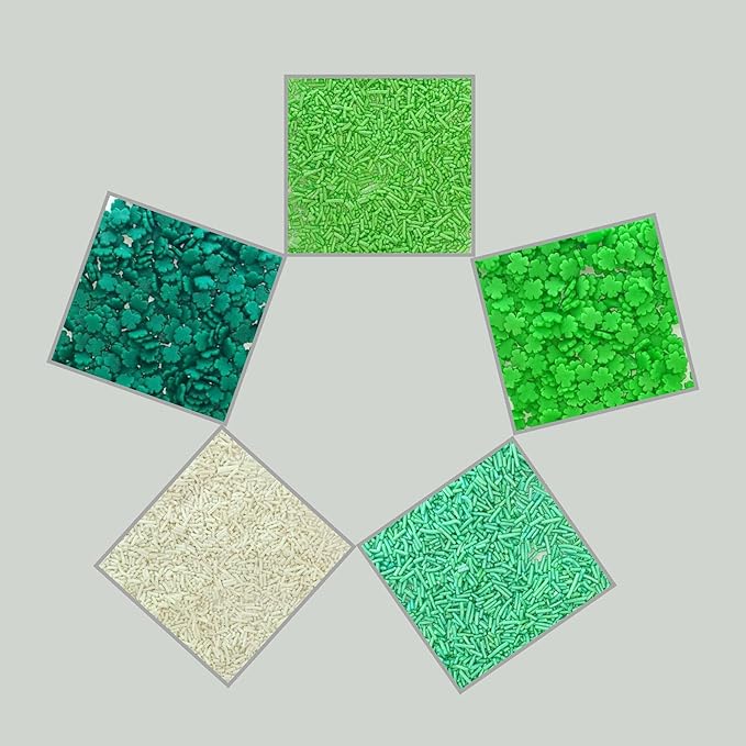 Confect St. Patricks Green & White Vermicelli Sprinkles Mix | Edible Sprinkles for Baking & Cake Decorative | Cookie Sprinkles | Edible Sprinkles mix pack of 5 | Soy-Free, Dairy-Free, Palm Oil-Free - 5 Oz