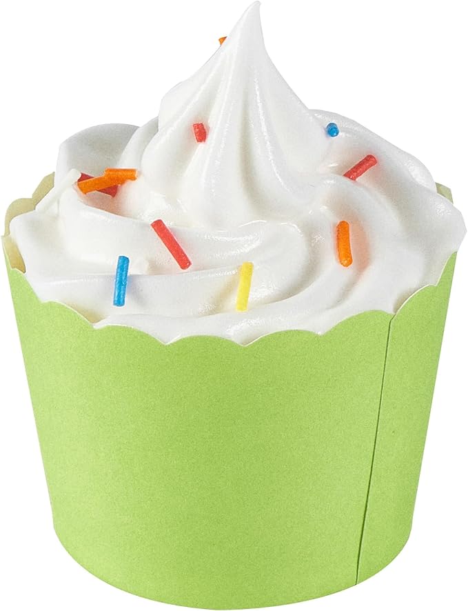 Panificio 3 Ounce Cupcake Wrappers, 200 Scalloped Baking Cups - Oven-Ready, Greaseproof, Green Paper Cupcake Liners, Disposable, For Birthdays, Baby Showers, Or Weddings - Restaurantware