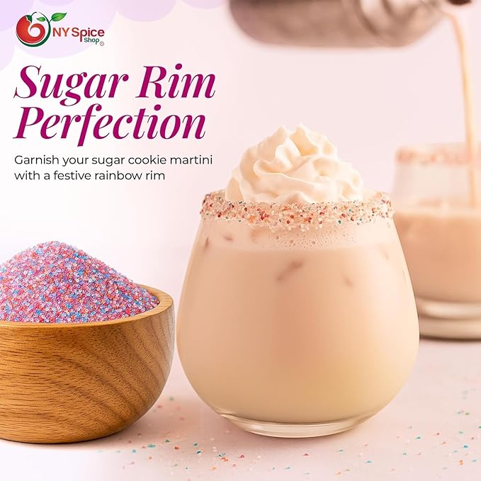 NY Spice Shop Rainbow Sanding Sugar - 8 Ounce Sweet Colorful Edible Sprinkles For Candy Dish - Sugar Sprinkles For Cake Decorating Cookies Basket & Dishes