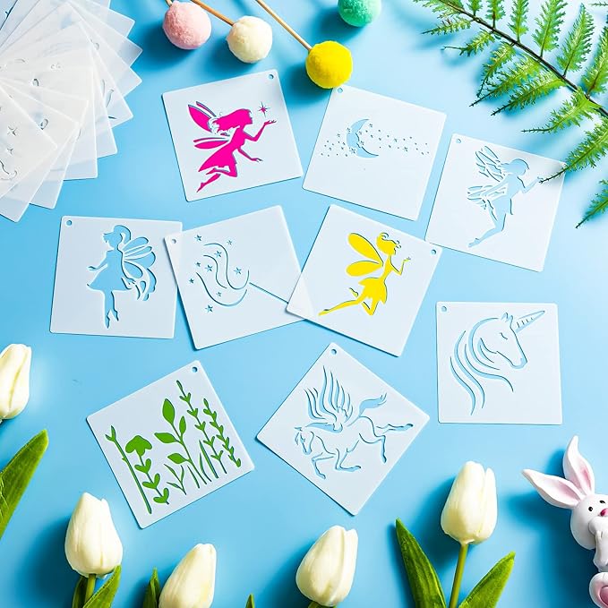 66 Pcs Small Stencils for Crafts Reusable 3 Inch Stencils for Painting on Wood DIY Craft Paint Template for Wall Home Decor Card Rock Canvas Drawing Holiday Ornament(Fairy Tale)