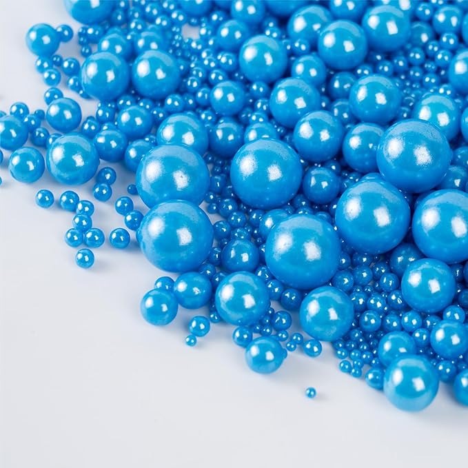 Royal Blue Sprinkles for Cake Decorating 3.5 Ounces Patriotic Edible Sugar Pearls Mixing Sizes for Cupcake Topper, Cookies, Ice Cream Toppings Cake Decorations for 4th of July Celebrations