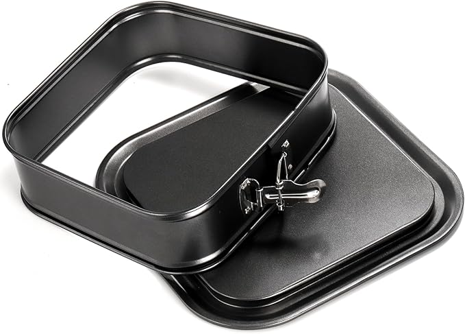 SOUJOY Set of 2 Springform Cake Pan, Non-stick Square Cheesecake Pan, Cake Pan with Removable Bottom, Ice Cream Cake Bakeware, Black