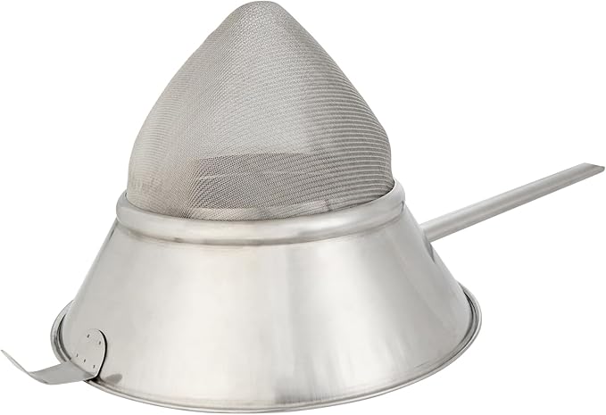 Restaurantware Chinois Strainer 1 Count 11.8" Stainless Steel Bouillon Cone with Extra Fine Mesh China Cap Strainer for Sauces, Stocks, Soups, Broths, Sifting, Sieving, Professional Kitchen Tools