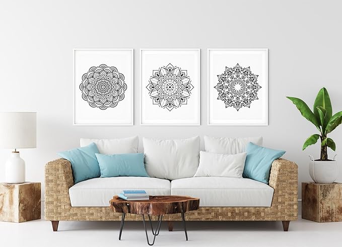YKW 4 Pack Mandala Stencils for Painting - Reusable Large Mandala Templates - 14.5x7.7 Patterns for Wall, Fabric, Wood, Heterosexual Stone - DIY Home Decor Art Craft Supplies, Translucent and Soft
