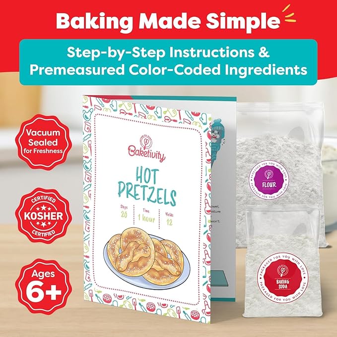 Baketivity 3-Month Baking Subscription Kit for Kids – Pre-Measured Ingredients, Step-by-Step Recipes, Bake-Along Videos, and Hands-On Learning – Fun Gift for Boys & Girls