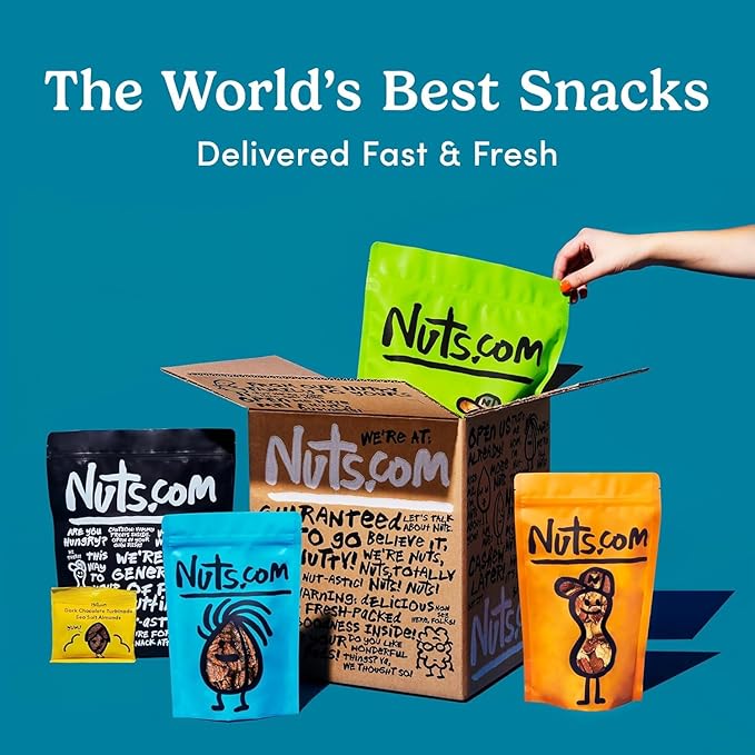 Nuts.com Roasted Almonds (50% Less Salt) – 24 Single-Serve Bags – Healthy, Gluten-Free, High-Protein, Low-Carb Keto Snacks for Adults – Individually Wrapped Nuts – Shelf-Stable Bulk Snacks for Office or Road Trips
