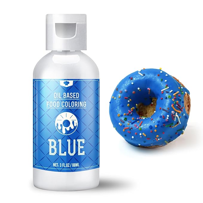 Oil Based Food Coloring for Chocolate - 88ml Vivid Fat Soluble Food Coloring for Candy Melts, Baking, Cake, Cookie - Liquid Tasteless Food Colour Dye for Butter, DIY Fondant and Macaron (Blue)