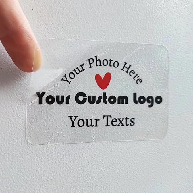 Custom Clear Stickers Personalized Logo Labels Transparent Stickers Waterproof Round, Heart, Rectangle, 1.5", 2", 3",4",5",6", 150pcs (Rectangle)