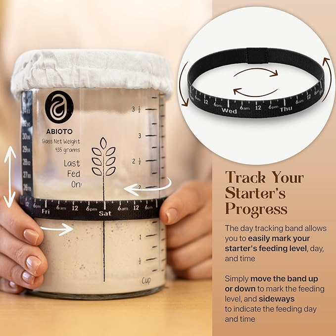 Sourdough Bread Making Kit with 9" Round & 10" Oval Bannetons, 34 oz Starter Jar & Serrated Knife – Complete Artisan Bread Kit with Whisk, Lame, Scrapers, Slings, Mat, Spatula & Cloth Covers
