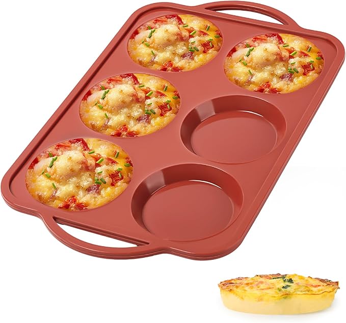 JOERSH 4 Inch Jumbo Silicone Muffin Top Pan with Metal Frame, Non Stick Silicone Egg Mold for Oven, Large Whoopie Pie Baking Pan for English Muffin, Breakfast Sandwich, Egg Bite, Hamburger Bun Tart