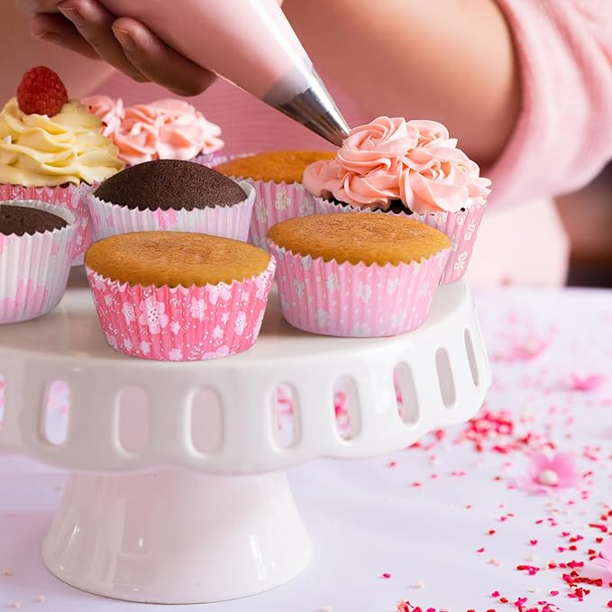 Standard Cupcake Liners 400 Count Floral Paper Baking Cups Disposable Cupcake Wrappers for Wedding and Party Baking Supplies