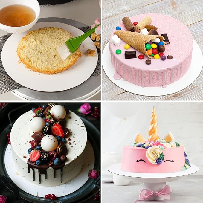 80-Pack Cake Boards 10 inch Round White Cake Circles Rounds Base Food-Grade Cardboard Cake Board for Cakes, Christmas, Bread, Desserts（Thin and strong）