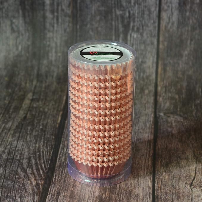 Mini Rose Gold Foil Cupcake Liners Muffin Baking Cups for Party and More, 300-Count