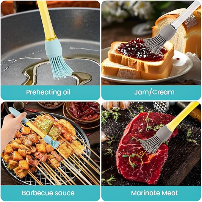 4PCS Silicone Oil Brush Basting Pastry Brushs for Cooking,Heat Resistant-Pastry-Brushes,Baking,Food-Brush Grilling Tool Basting-Brush for Baking Cooking Kitchen Gadget Outdoor Use