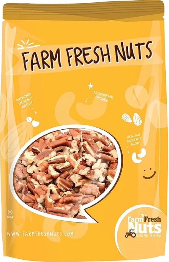 Shelled & Raw Chopped Georgia Pecans (5 Lbs) - Handpicked for Freshness & Quality - Bag of Southern Tastiness - Great for Baking & Cooking - Farm Fresh Nuts Brand