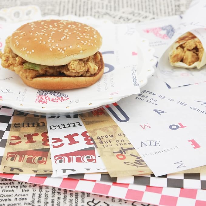 Premium Deli Paper 12"x12"- 200 Pack - Water & Grease Resistant, Greaseproof Liners for Food Boats - Pre Cut Deli Sandwich Wrappers - Food Basket Sheets for BBQ, Picnic, Tray Liner