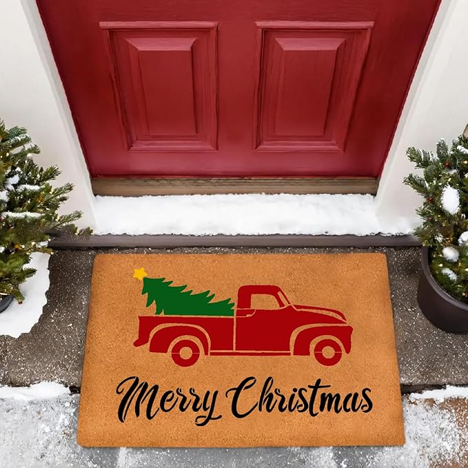 Christmas Stencils for Door Mats 23.6" Large Christmas Doormat Stencils for Crafts Reusable Holiday Stencil for Wood Fabrics Door Mat Window Glass Decor