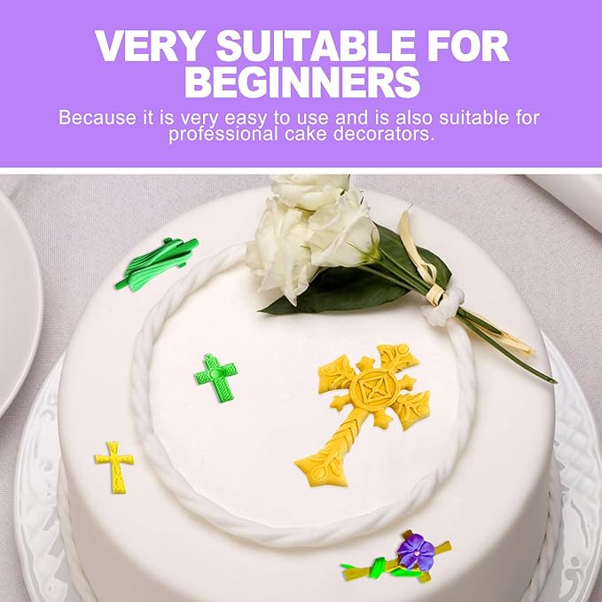 3 PCS Reusable Large Silicone Cross Mold Set - For Cake Toppers, Fondant, Cupcake & Candy Decorations