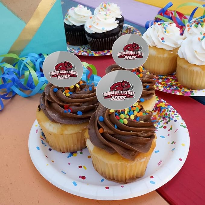 Bridgewater State Bears Logo Cupcake Picks Toppers Decoration Set of 6