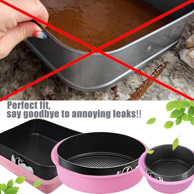 Springform Pan Set - Nonstick Cheesecake Pan with Removable Bottom, Leakproof Protector, 10 Parchment Paper Liners (9INCH ROUND)