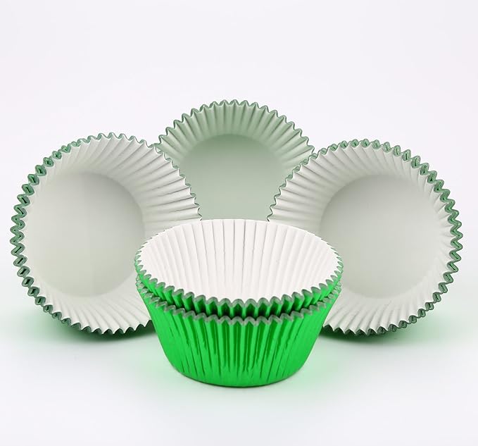 Gifbera Green Foil Standard Cupcake Liners Muffin Cups for Baking Holiday Party, 200-Count
