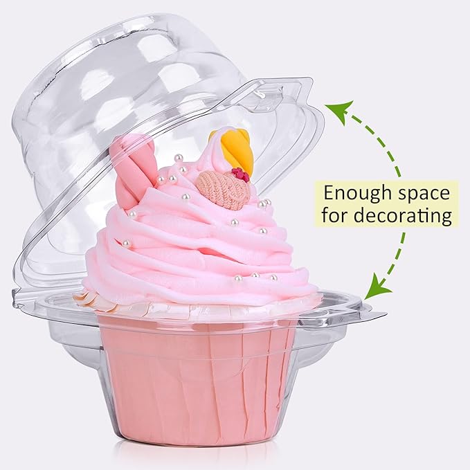 Cupcake Boxes Individual Cupcake Containers, 150 Packs Regular Single Cupcake Holder High Topping for Muffins, Thicker Stackable Plastic Cupcake Carrier for Party (150 pack)