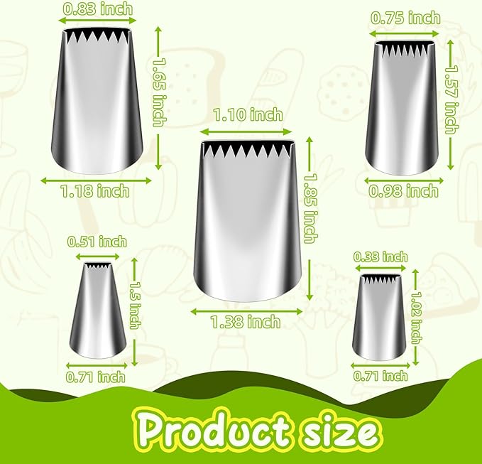 Suuker 5 Pieces Basketweave Piping Tips Set,Stainless Steel Half Row Braided Flower Cake Decorating Tips, Frosting Icing Tips for Cupcakes, Cake, Cookie and Decorating (3D 1D 895 48 47)