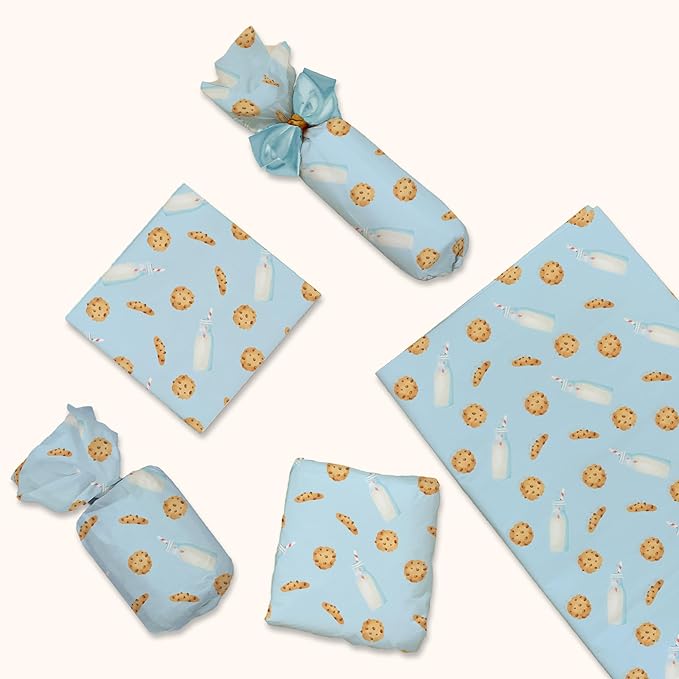 Milk and Cookies Printed Tissue Paper for Birthday Party Gift Bags or Boxes and Wrapping - Bulk Decorative Art Tissue Paper for Packaging and Gifting | 24 Sheets 20" x 30"