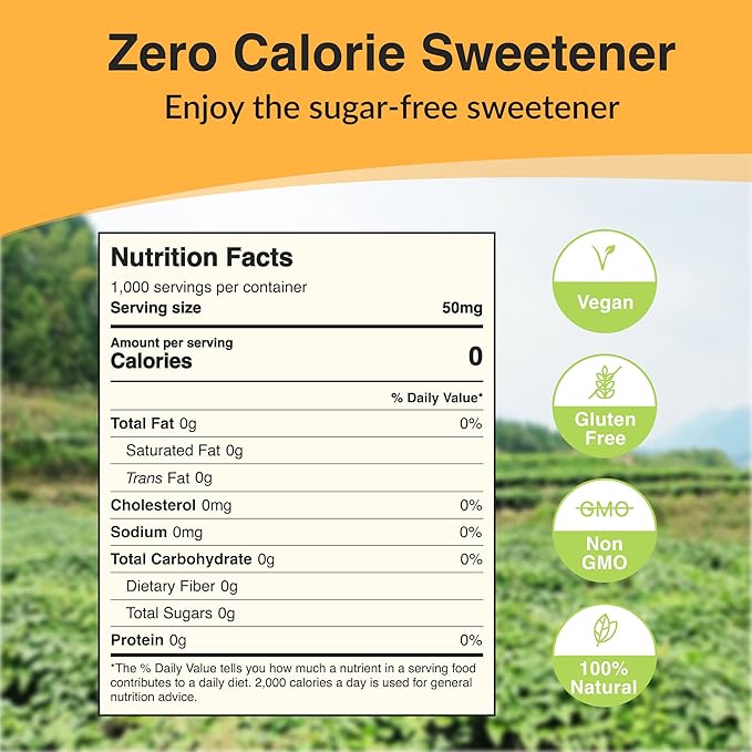 NAMANNA Pure Monk Fruit Sweetener - Zero Calorie, Zero Carb, Paleo Safe (25% Mogroside V, 50g, 1000 Servings)
