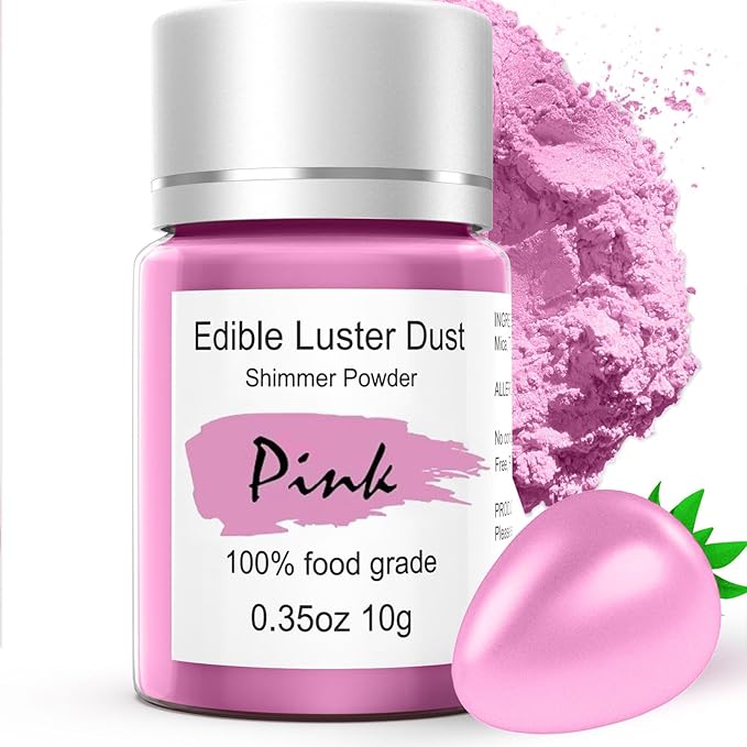 Hot Pink Edible Luster Dust for Cake Decorating – 10g Colaele Shimmering Edible Glitter Dust for Chocolates, Metallic Food Coloring Powder for Edible Glitter for Drinks Cocktails, No Gluten,Vegan