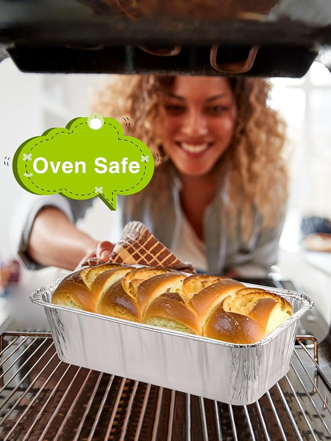 60 Pack 8.5x4.5x2.5 Disposable Aluminum Loaf Pans - 2 Lb Small-Aluminum-Foil-Pans-Tin-Foil-Baking-Pans-Tin-Trays-Food-Containers-for-Baking-Cakes-Bread-Meat-Loaves
