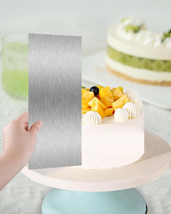Cake Scraper Smoother Cake Decorating Supplies Kit 8.6 Inch Metal Bench Scraper for Baking Buttercream Smoother Stainless Steel Frosting Cake Comb Edge Side Jagged Comb for Cream Cake-1