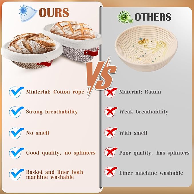 Sourdough Starter Kit with 9" Round & 10" Oval Banneton Proofing Basket and 37oz Starter Jar - Beginner-Friendly Sourdough Bread Baking Supplies and Baking Gifts for Women, Men Bakers