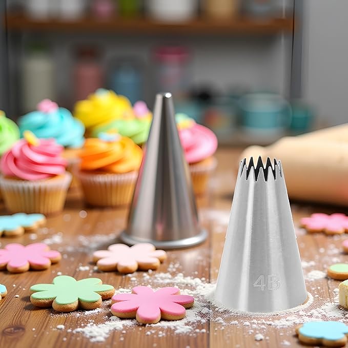 Cake Decorating Icing Piping Tip, large Decorating Tips Stainless Steel, Cake Icer Tips Large Decorating Icing Tips, Decorating Tools, Icing and Piping Tips (4B)