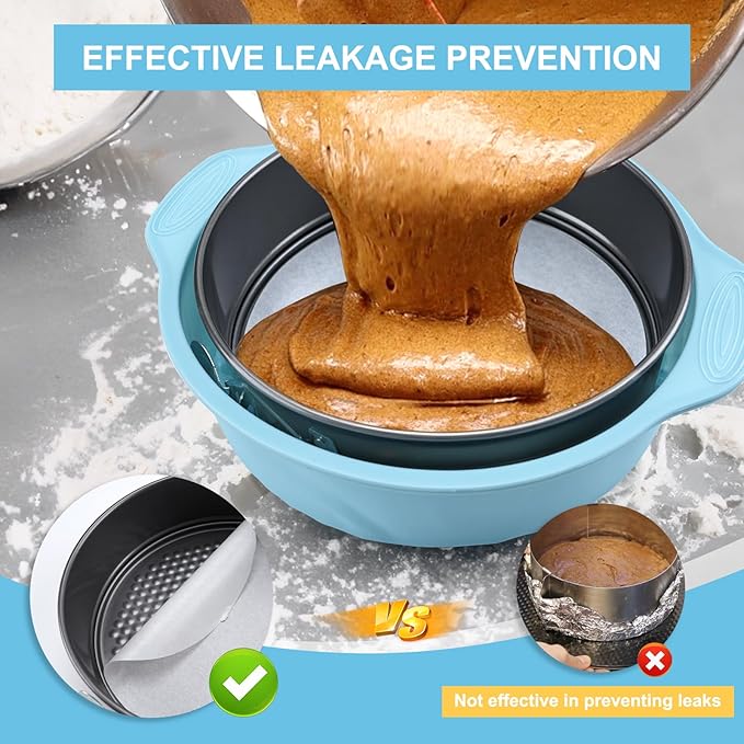 7 8 8.7 In Springform Pan, Round Leakproof Nonstick Removable Bottom Cheesecake Pan, Baking Silicone Protector with 50PCS Parchment Paper