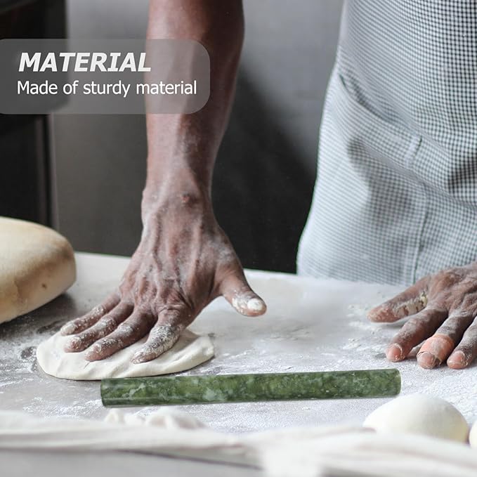 Jade Rolling Pin Non-Stick Dough Roller for Baking Natural Jade Stone with Design Perfect for Making Pizza and Dumpling Wrappers