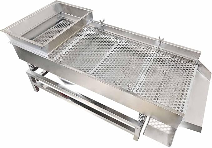 Electric Vibrating Sifter with 12mm Screen Straight Vibrating Sieve Shaker Stainless Steel Linear Sifter Machine Linear Shaker (Two Motor) 110v JG40-95 Series