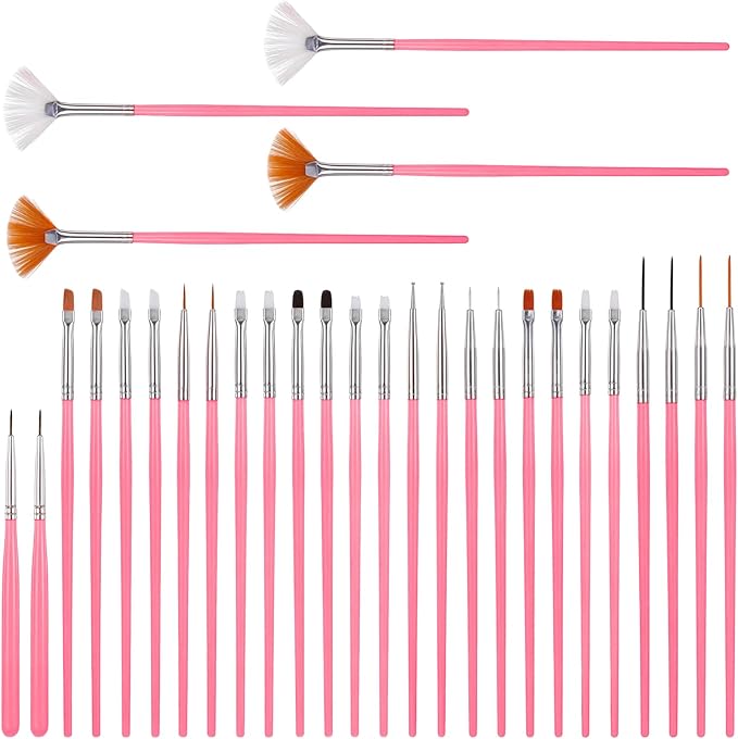 30 PCS Cake Decorating Brushes Cake Painting Brushes Fondant Paint Brush Food Paint Brush Baking Decorating Tools Cookie Brushes DIY Tool Set Cake Decorating Painting Tool Icing Pastry Brush(Pink)