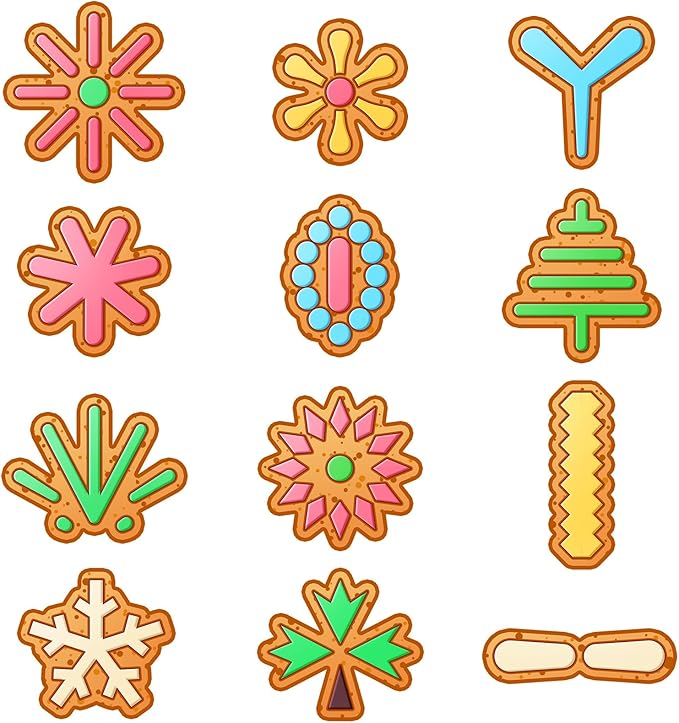 Nuenen 12 Pcs Christmas Cookie Press Set Cookie Press Discs Stainless Steel Stencils Metal Mold Disc for Baking Holiday Cakes Christmas Birthday Cake Decoration, 12 Style(Stylish)