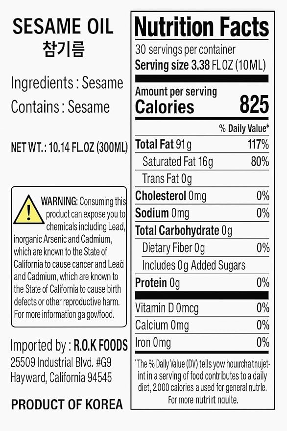 300ml -100% Pure Premium Korean Toasted Sesame Oil – Rich Nutty Flavor, Traditional Korean Style, Perfect for Cooking, Stir-Fry & Dressings (Roasted Sesame Oil) 300ml