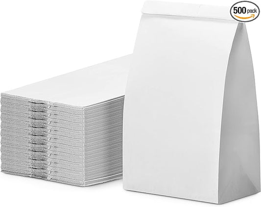 CulinWare Paper Lunch Bags, Paper Grocery Bags, Durable Kraft Paper Bags, 4 Lb Capacity, White, Pack Of 500 Bags
