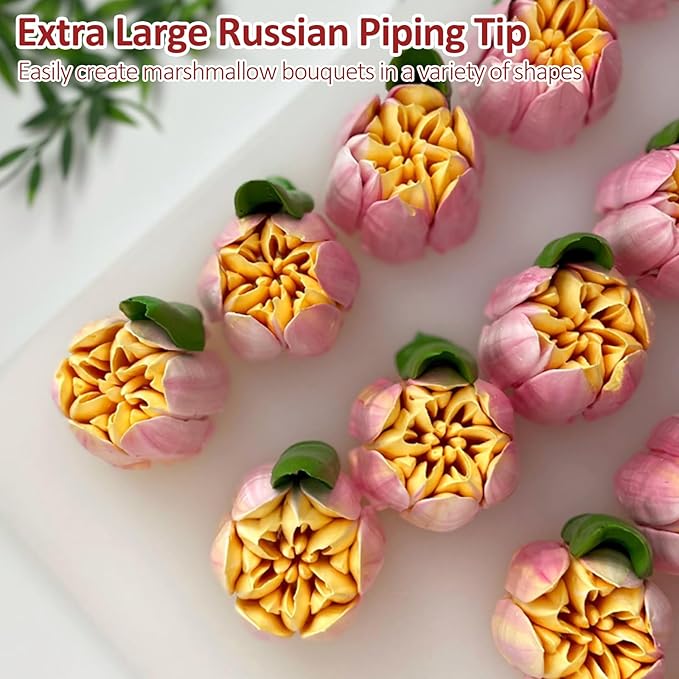 Extra Large Russian Piping Tips for Marshmallows Stainless Steel Flower Frosting Nozzles many styles Cake Decorating Baking tool for Buttercream, Cupcakes Cookies(SL50)