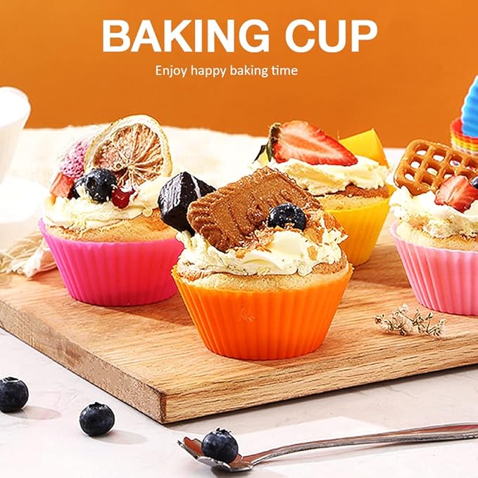 Extra Large Silicone Cupcake Baking Cups 12 Pack, 3.54 Inch Cupcake and Muffin Liners, Reusable Jumbo Silicone Baking Cups Easy to Clean, Great for Cupcake, Muffin, Mousse