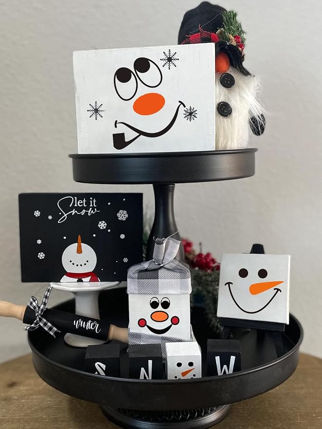 Snowman Face Stencils for Painting,3” Christmas Stencils for Crafts Xmas Holiday Stencil for Wood Slice,Christmas Tree,Mantel Shelf,Window Decor