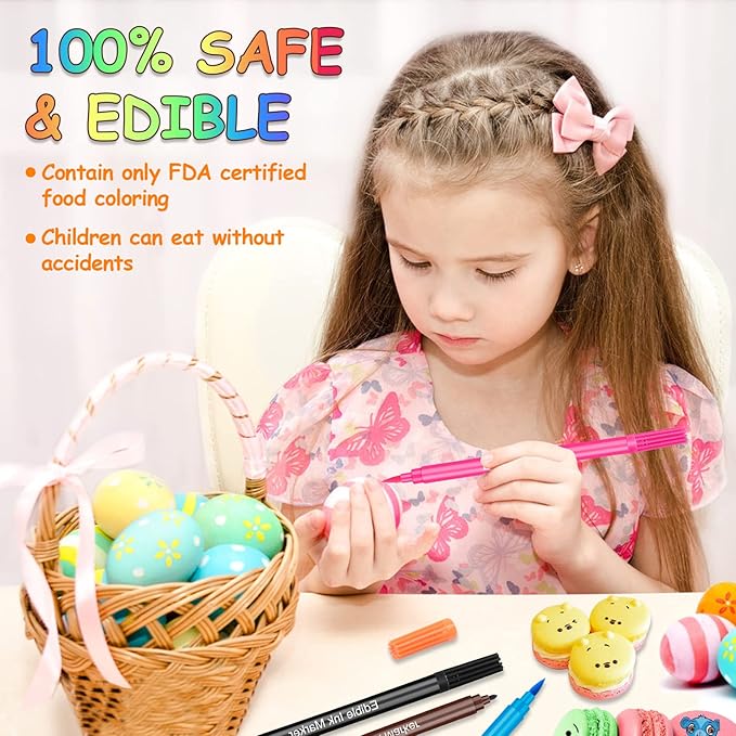 Food Coloring Pens, 12Pcs Double Sided Edible Food Coloring Markers with Fine and Thick Tip, Food Grade Gourmet Writers for DIY Cake Decorating, Cookies, Frosting, Fondant, Easter Eggs