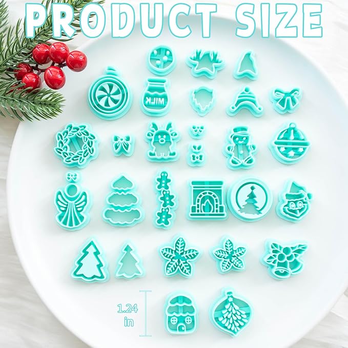 Tainsky Christmas Polymer Clay Cutters, 28 Shapes Winter Clay Cutters for Polymer Clay Jewelry Making