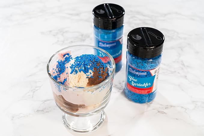 Bakerpan Blue Nonpareils Sprinkles - 7 Ounces Blue Sprinkles for Cake Decorating - Edible Nonpareils for Cupcakes, Ice Cream, Cake Decorations (Made in USA)