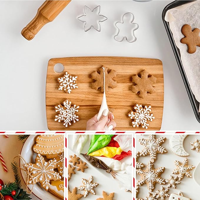Christmas Cookie Cutters Set, 12 PCS Stainless Steel Holiday Cookie Molds - Santa Claus, Snowman, Snowflake, Christmas Tree, Gingerbread Man, Bell Shapes for Baking