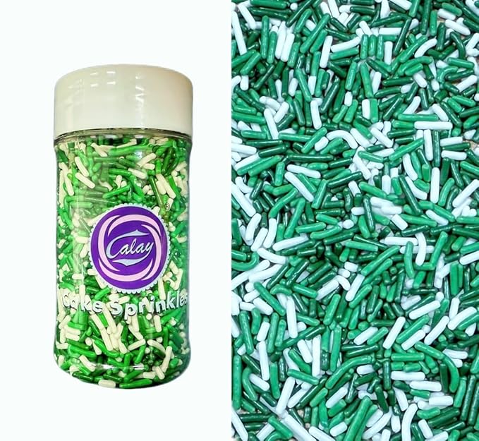 Sentovac Edible Green and White Mixing Jimmies Sprinkles for Cake Decorating Baking | Cupcake Toppers Cake Decorations| Celebrations Wedding Shower Party Chirstmas Supplies 78g/2.75oz