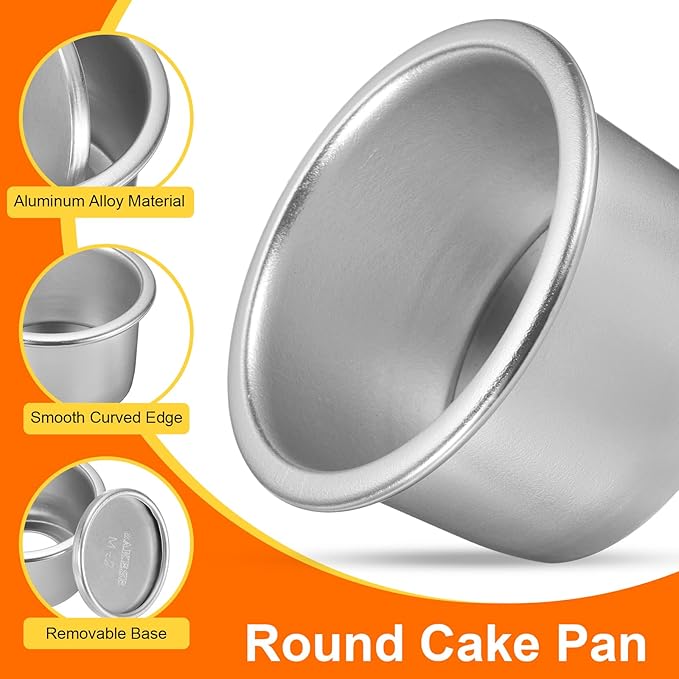 HARFINGTON 2Pcs Round Cake Pan with Removable Loose Bottom 2" Small Cheesecake Pan Anodized Aluminum Nonstick Baking Pan for Wedding Birthdays Party Event